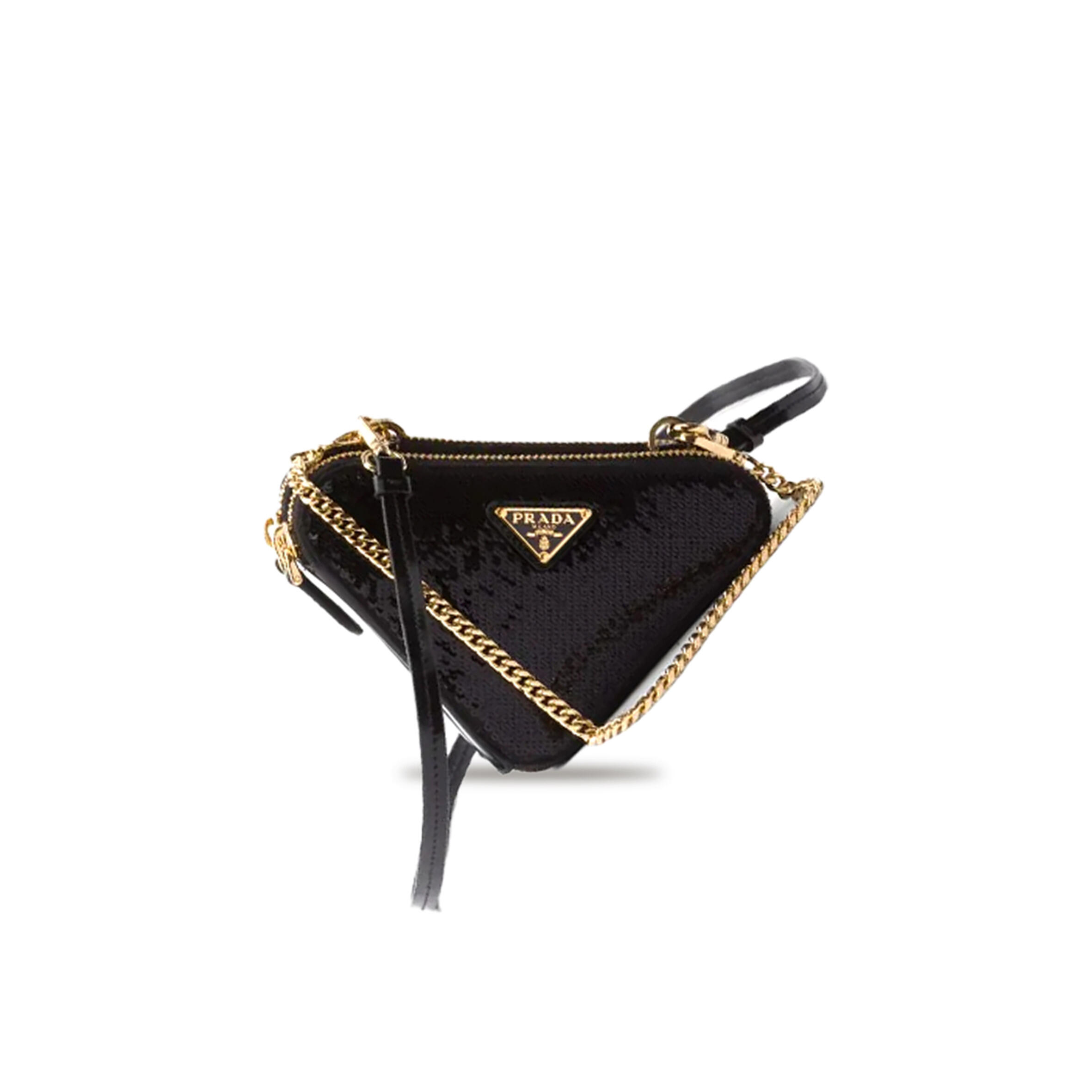 Pra*a triangular sequined mini pouch 1nr015 (15*10cm)